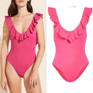 Eberjey Pique Loreta Textured Fuchsia Pink One-Piece Swimsuit